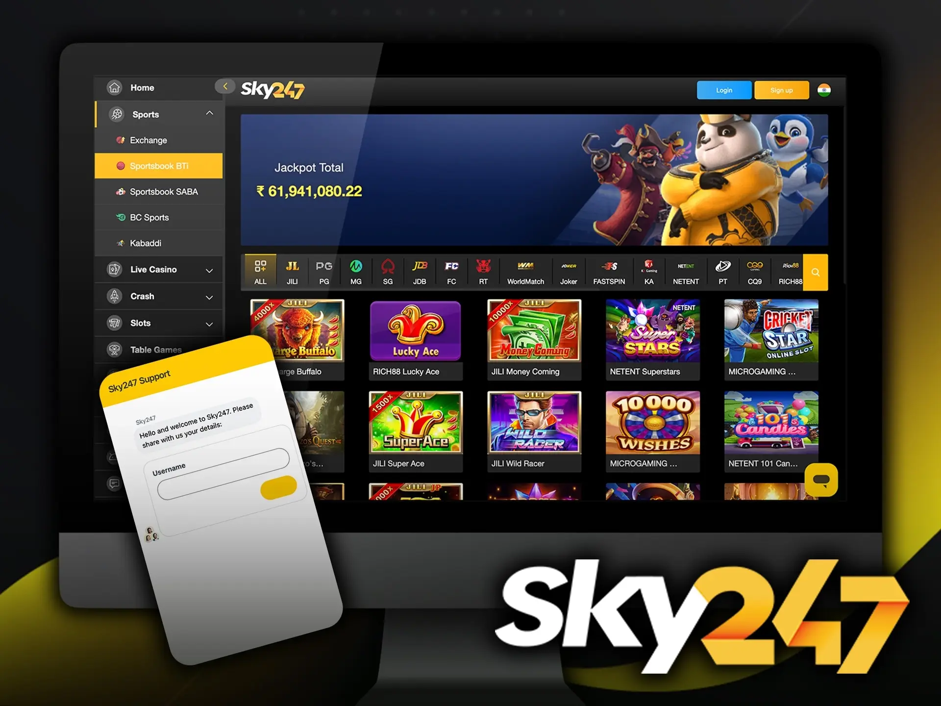 Take a close look at the main benefits of using Sky247 Casino.