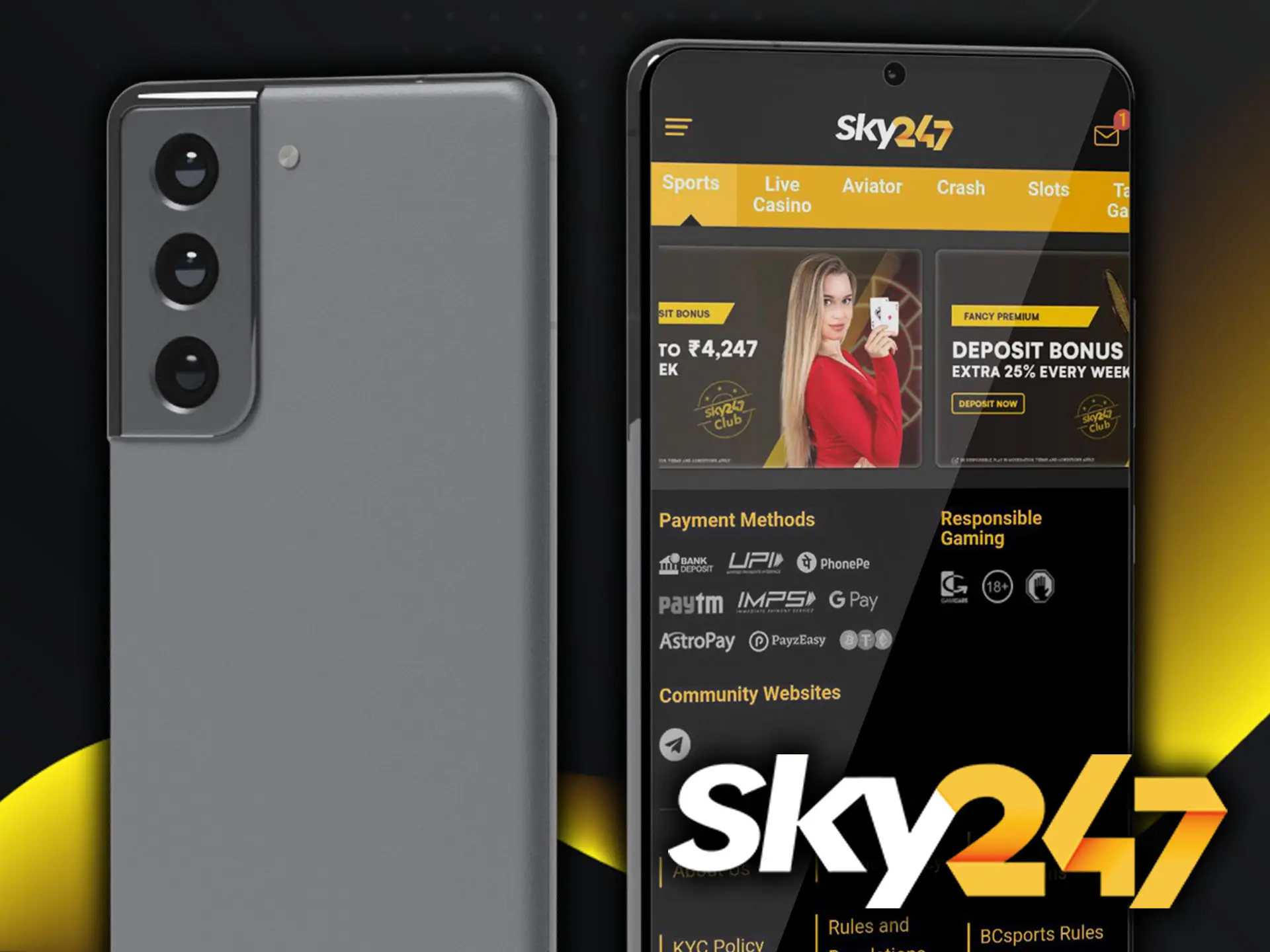 Use the new version of the Sky247 app as it has the best technical component and high level of security.