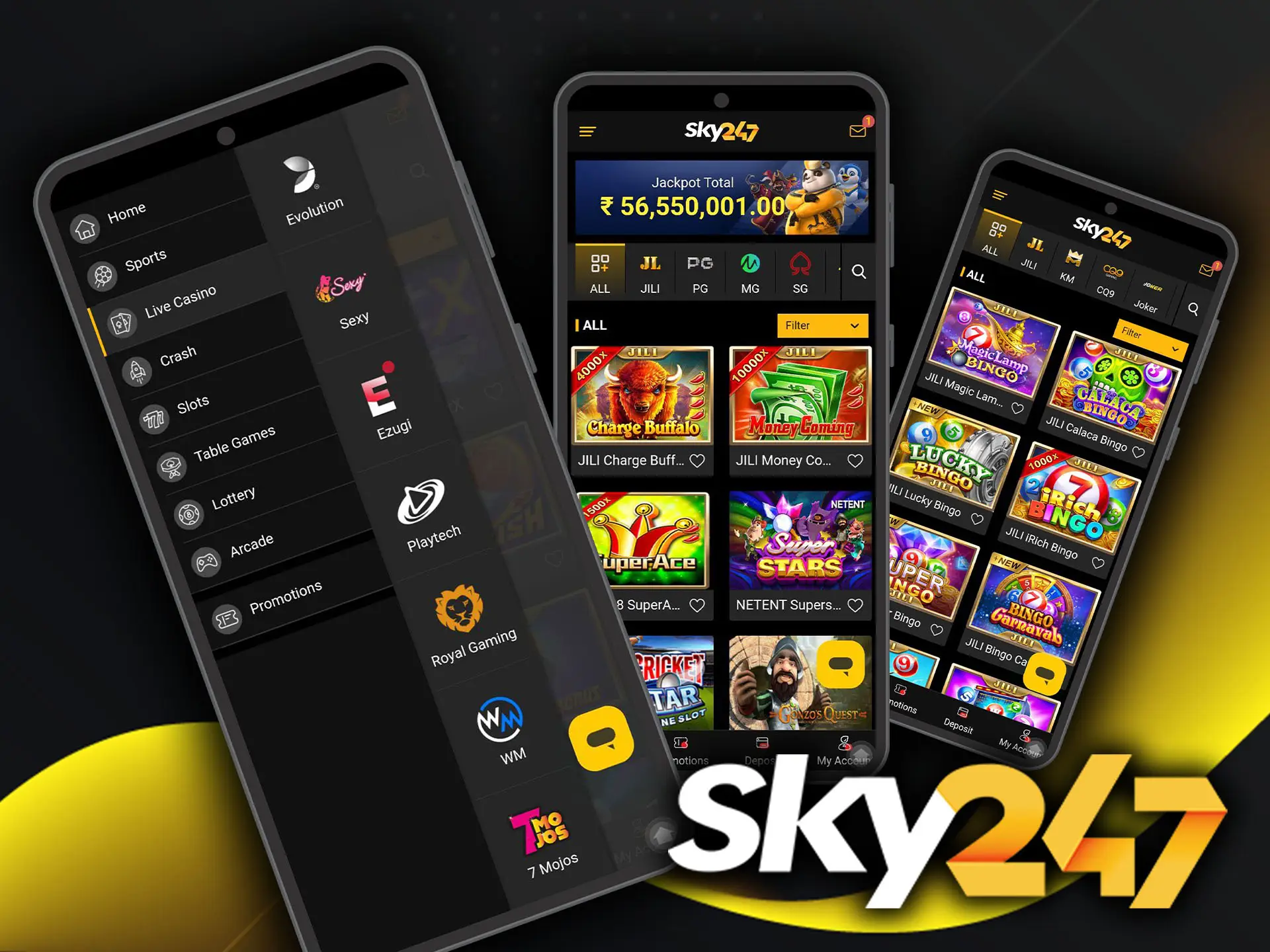 Try your luck with the best games from Sky247 Casino.