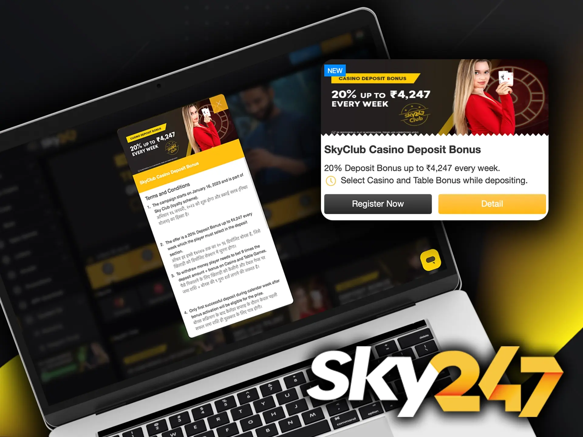 Make your first deposit and start winning on the most popular slots from Sky247 Casino.