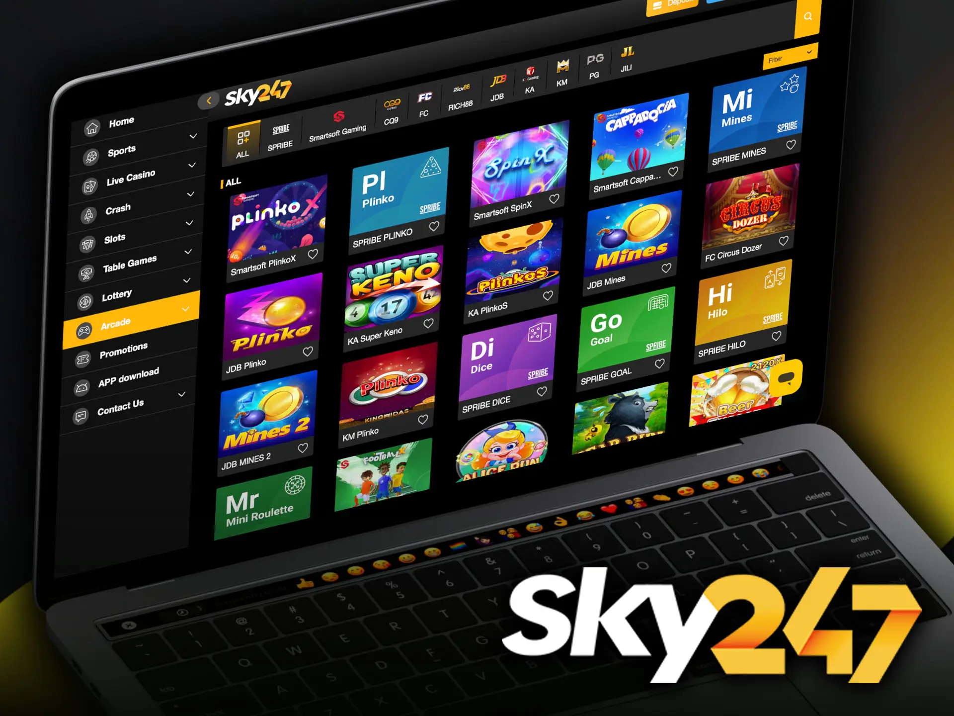 Test your luck with arcade games from Sky247 Casino.