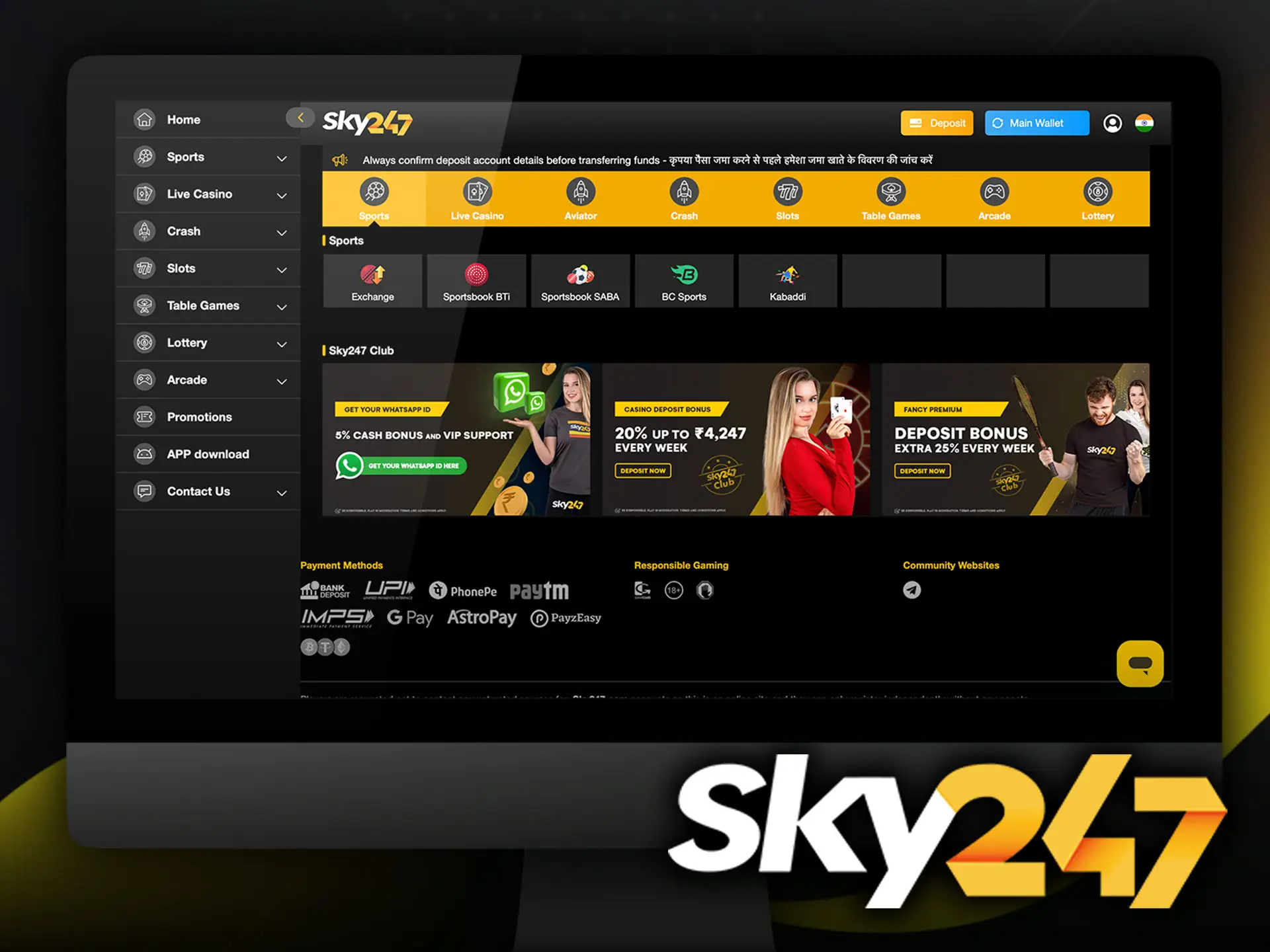 Sky247 is a well-known casino that has been operating for a long time and has all the necessary licences to operate.