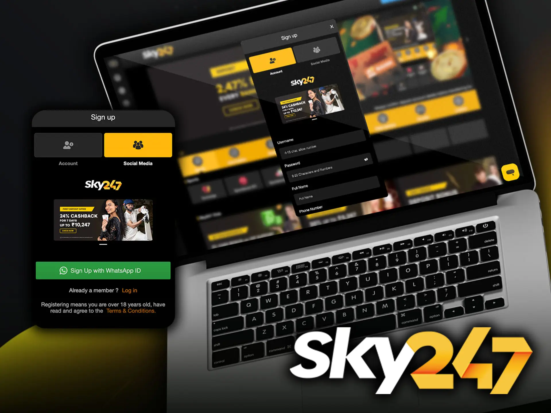 Enjoy one of the best Sky247 casinos right after completing a simple account registration.