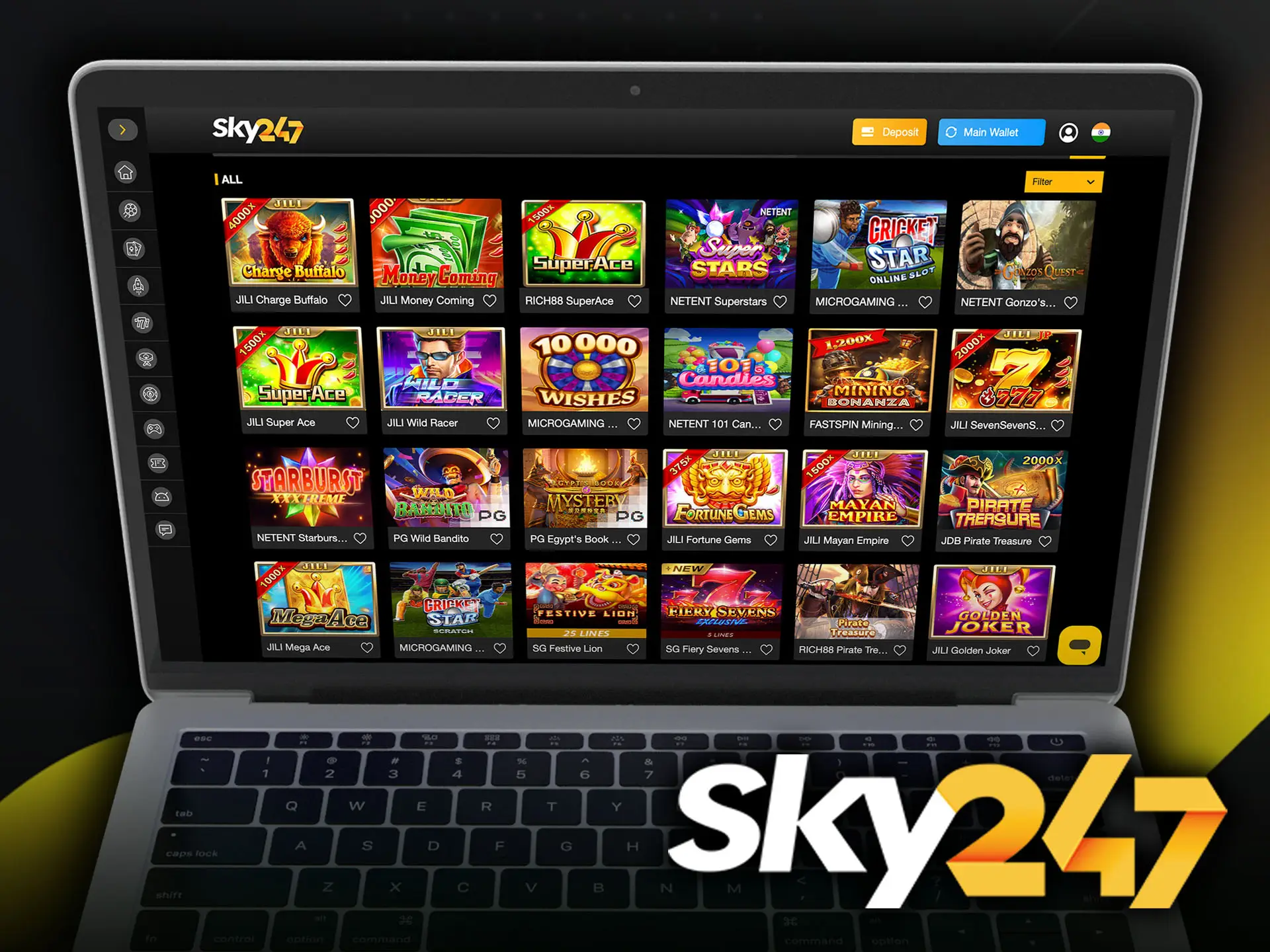 Try the most famous and lucrative slots from Sky247 Casino.