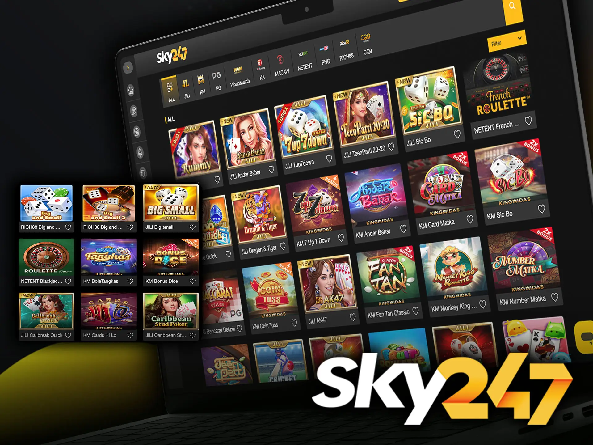 Show off your skills playing popular card games from Sky247 Casino.