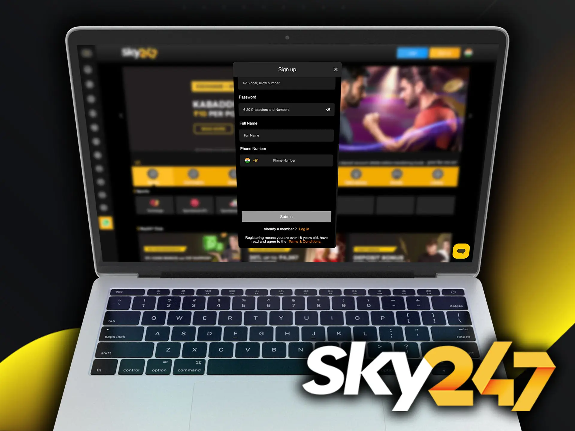 Carefully review the requirements for registering an account with Sky247.