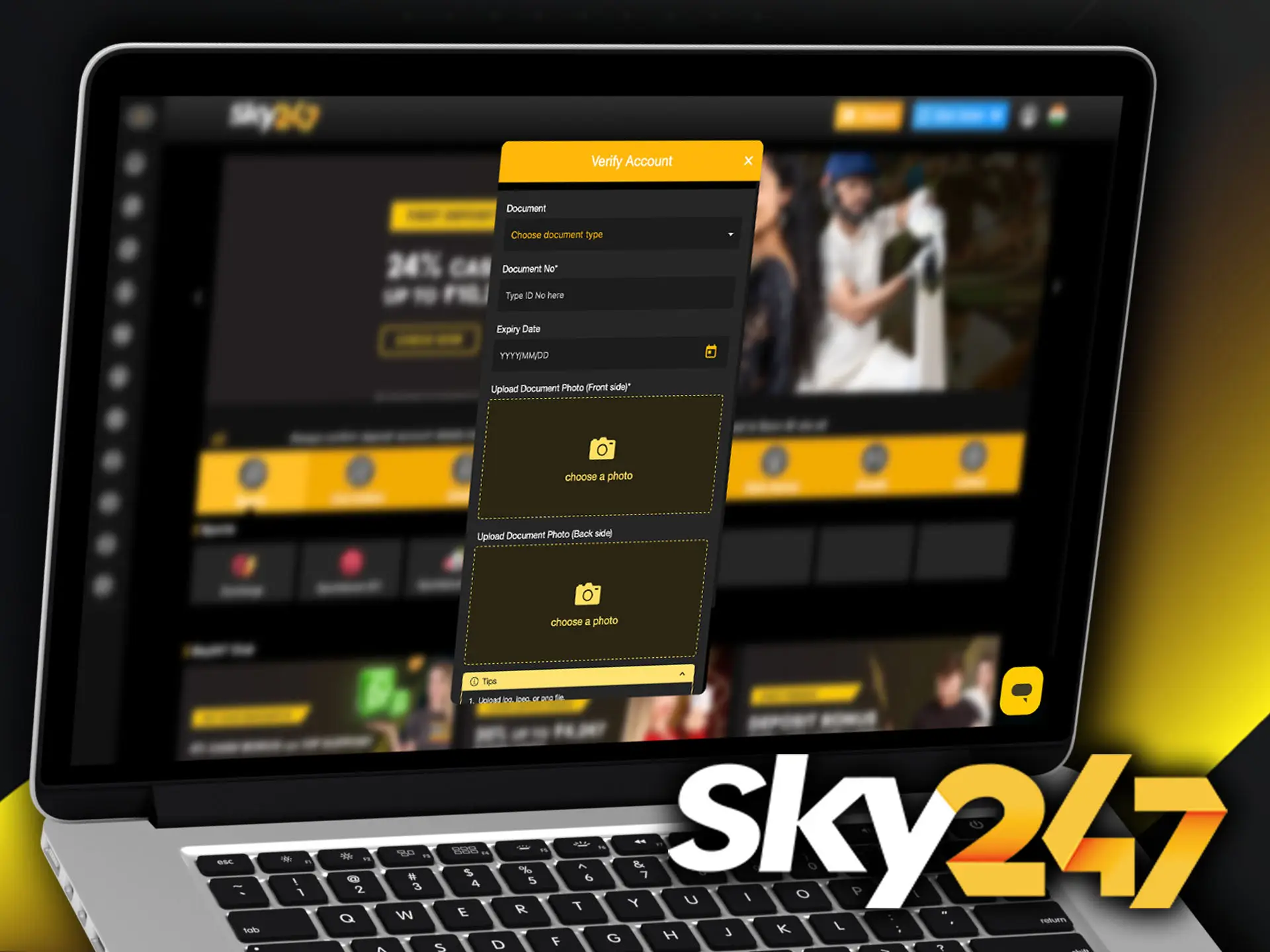 Use account verification to unlock new features on Sky247.